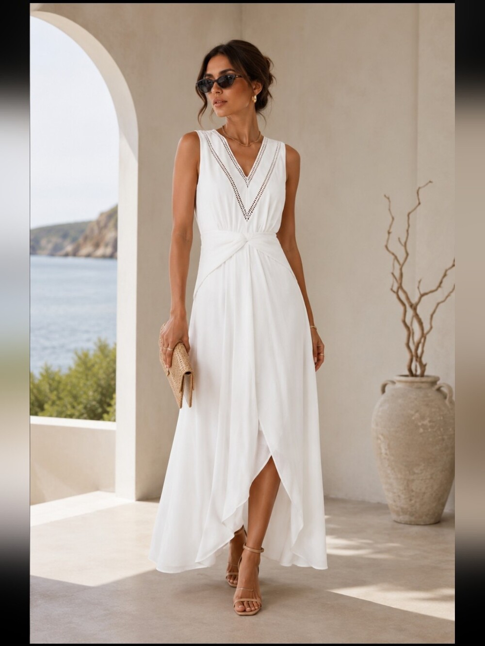 Self-Portrait White High‎ Low Dress